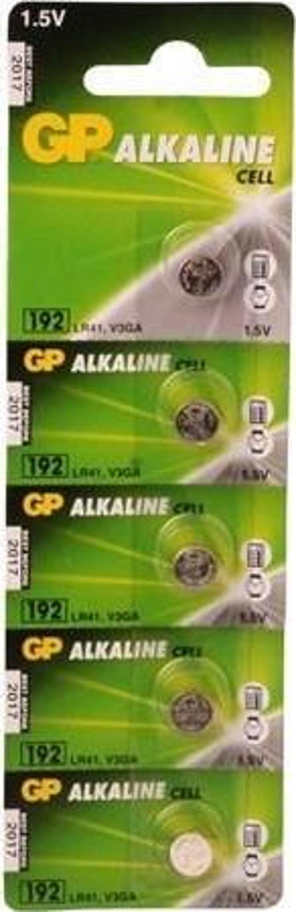 GP Lr41 Alkalin Düğme Pil Gp192-C5 5 Li Paket - Image 1