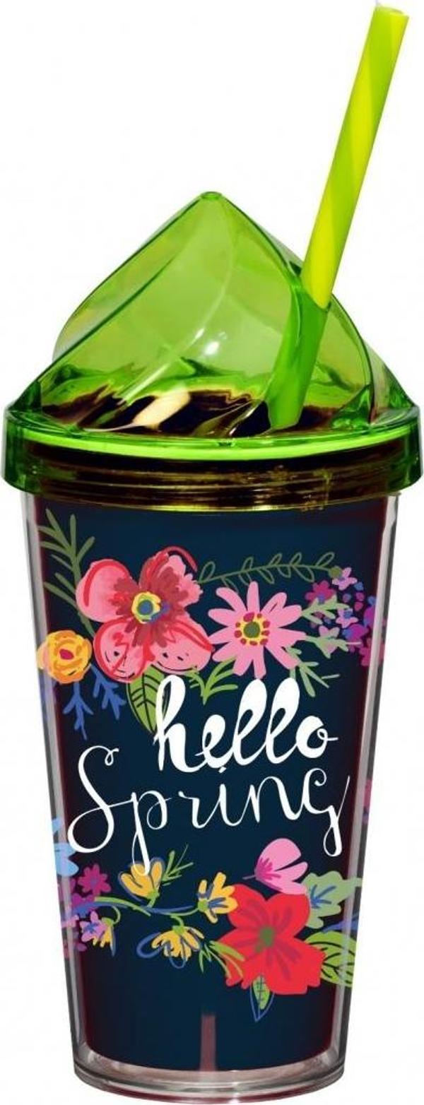Herevin Desenli Çift Kat Pipetli Bardak Hello Spring 540 Cc 161349-003 - Image 1