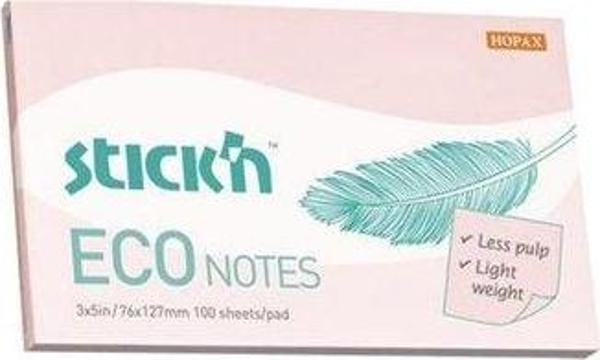 Hopax Stickn Yapışkanlı Not Kağıdı 100 Yaprak 76X127Mm Eco Pastel Pembe 4-2175000-5001 (12 Koçan) - Image 1