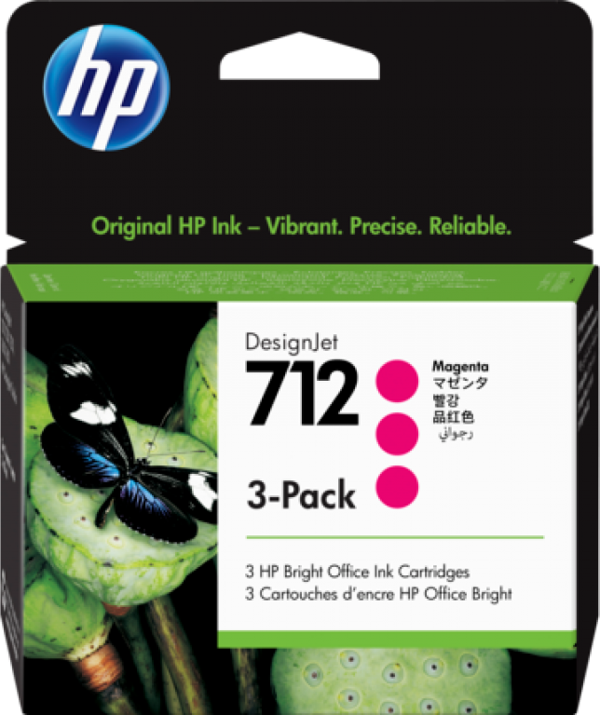 HP 712 Magenta Kırmızı 29Ml 3 Lü Paket Plotter Kartuşu 3Ed78A - Image 1
