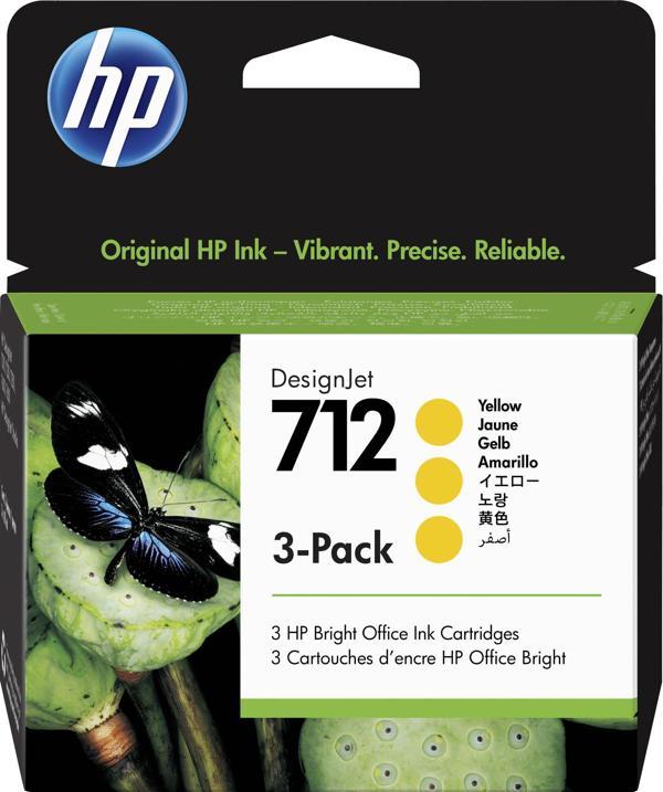 HP 712 Yellow Sarı 29Ml 3 Lü Paket Plotter Kartuşu 3Ed79A - Image 1