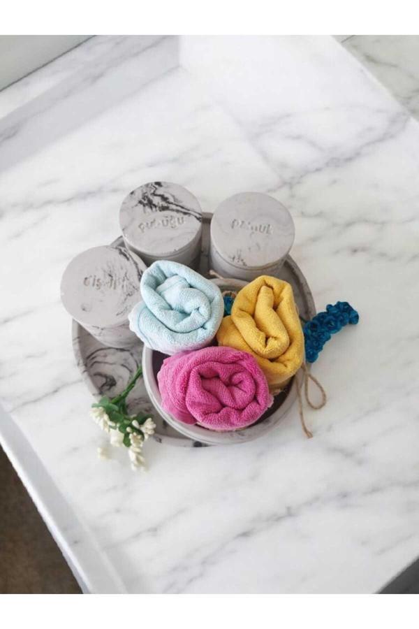 Trust Stone Marble Serisi Antrasit Havluluk Ve Organizerli ,Tepsili Beton Banyo Seti - Image 1