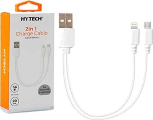 Hytech Hy-X114 2İn1 20Cm 3A Usb Lightning + Micro Kablo - Image 1