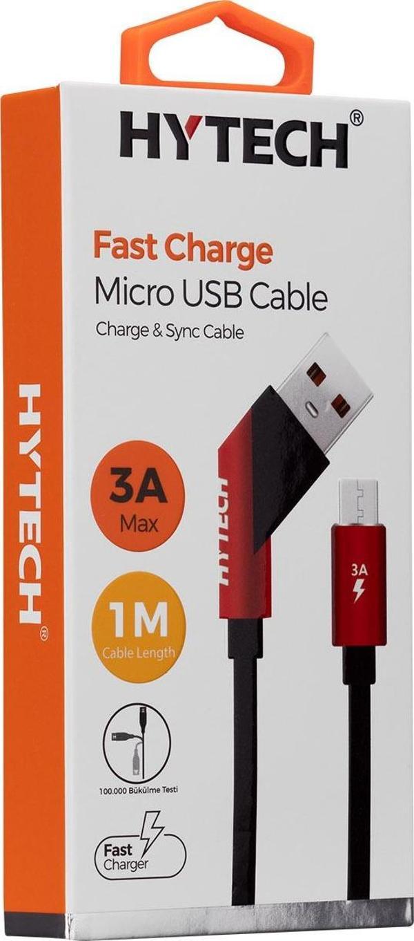 Hytech Hy-X215 3A Micro Usb 1 Metre Kırmızı Data + Sarj Kablosu - Image 1