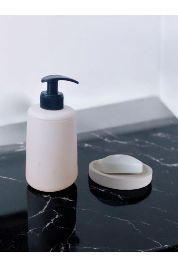 Trust Stone Marble Beyaz Banyo Seti,Sıvı Sabunluk Diş Fırçalığı Beton Aksesuar Takımı - Image 1