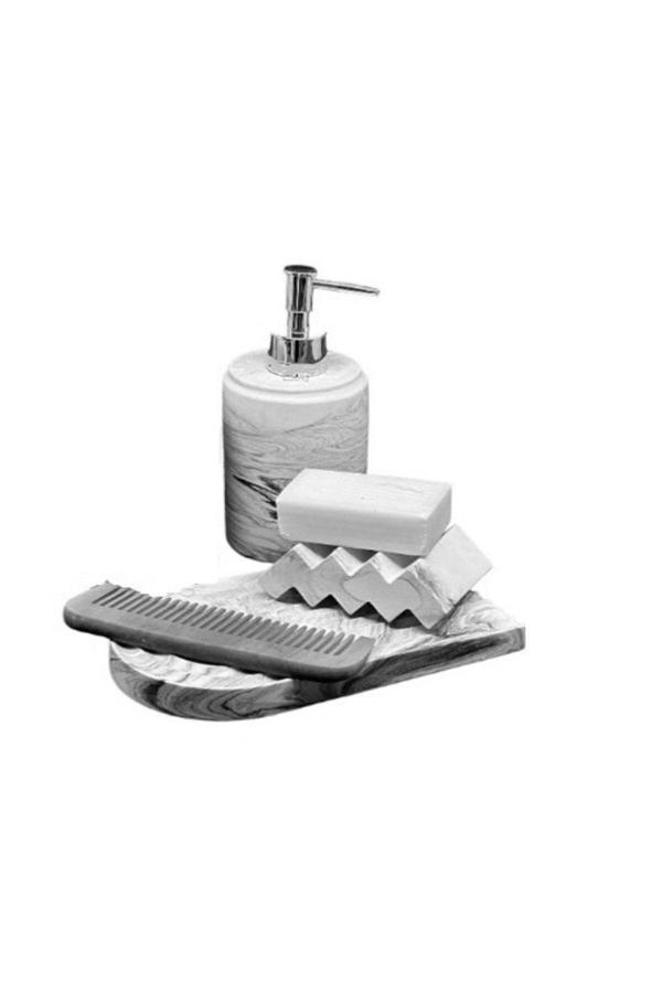 Trust Stone Marble Serisi Sıvı Sabunluk Ve Kati Sabunluk Seti - Image 1