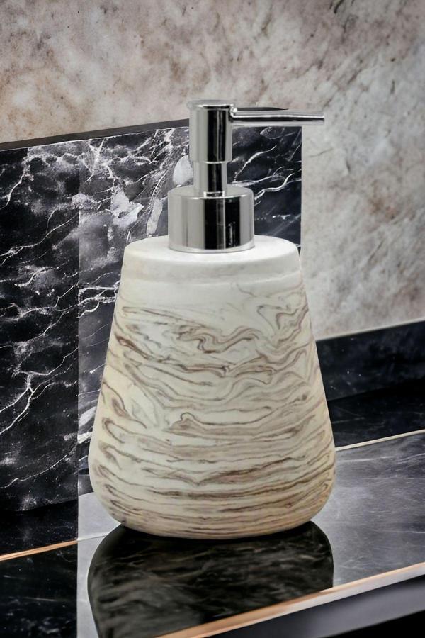 Trust Stone Mermer  Desenli Beton Sıvı Sabunluk Mutfak Tuvalet Banyo Sabunluk - Image 1