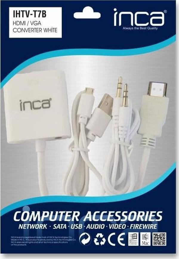 Inca 20Cm Hdmi-Vga (D) Görüntü Adaptörü Beyaz Sesli İhtv-7Tb - Image 1