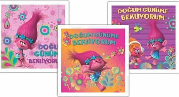 Keskin Color Trolls Doğum Günü Kartı 9X5,5Cm + Zarf (10 Lu Paket) - Image 1