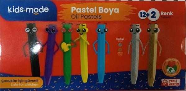 Kids Mode Yağlı Pastel Boya Altıgen 12+2 Renk DKPB100 - Image 1