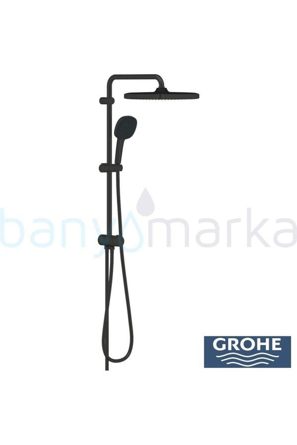 Tempesta System 250 Cube Kare Duş Başlıklı Duvara Monte Duş Sistemi, Mat Siyah - 269772431 - Image 1