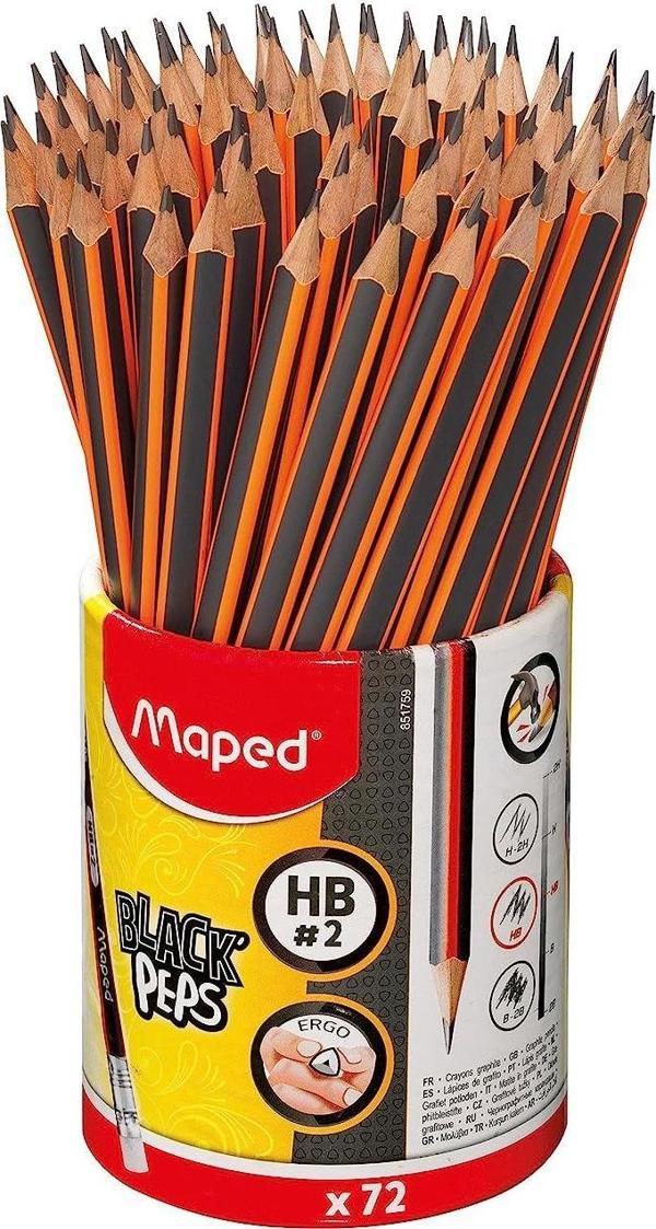 Maped Black Pep'S HB Silgili Kurşun Kalem Kavanoz (72 Li Paket) 851759 - Image 1