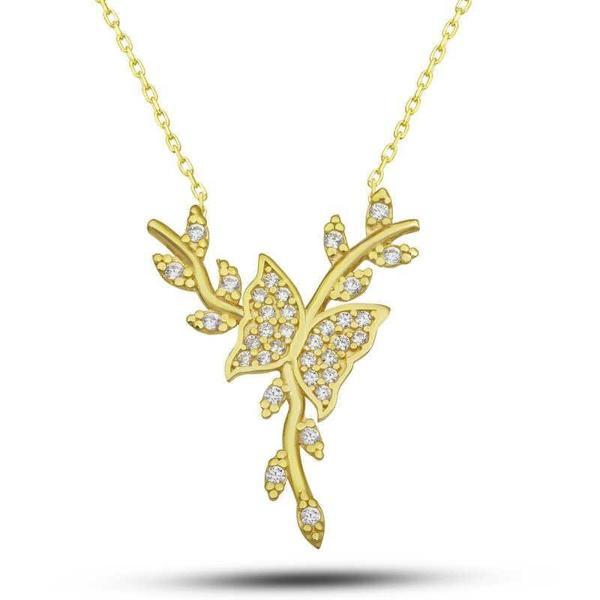 Gümüş Daldaki Kelebek Kadın Kolye - Image 1