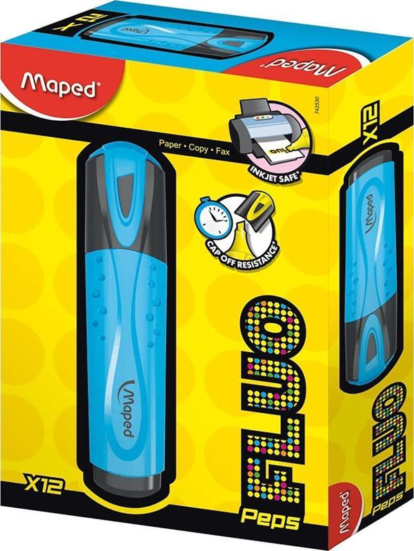 Maped Classic Fosforlu Kalem (İşaret Kalemi) Mono Mavi (12 Li Paket) 3154147425305 - Image 1