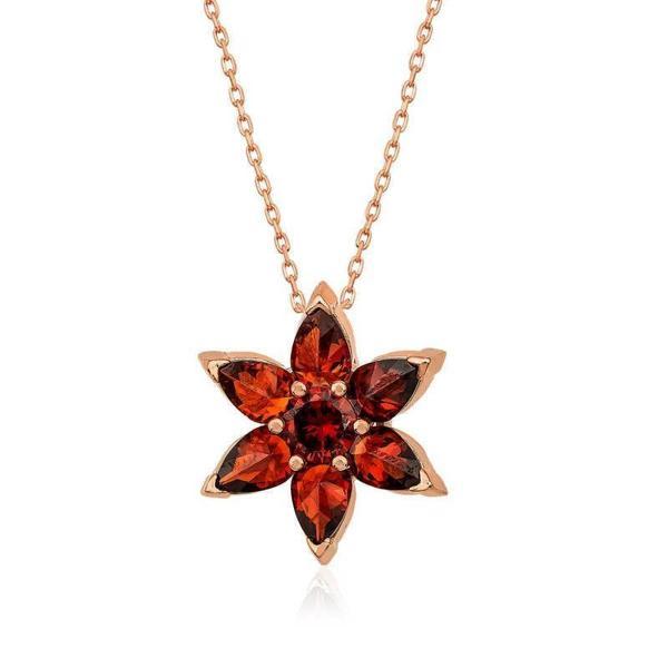 ​Gümüş Rose Mor Çiçek Kolye - Image 1