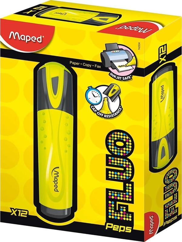 Maped Classic Fosforlu Kalem (İşaret Kalemi) Mono Sarı (12 Li Paket) 3154147425343 - Image 1
