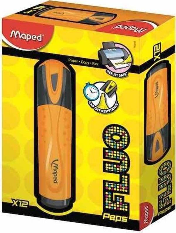 Maped Classic Fosforlu Kalem (İşaret Kalemi) Mono Turuncu (12 Li Paket) 3154147425350 - Image 1