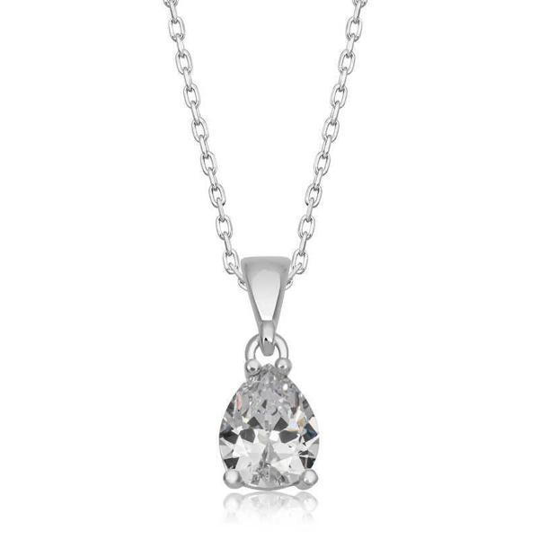 Gümüş Gold Oval Zirkon Taşlı Kadın Kolye - Image 1