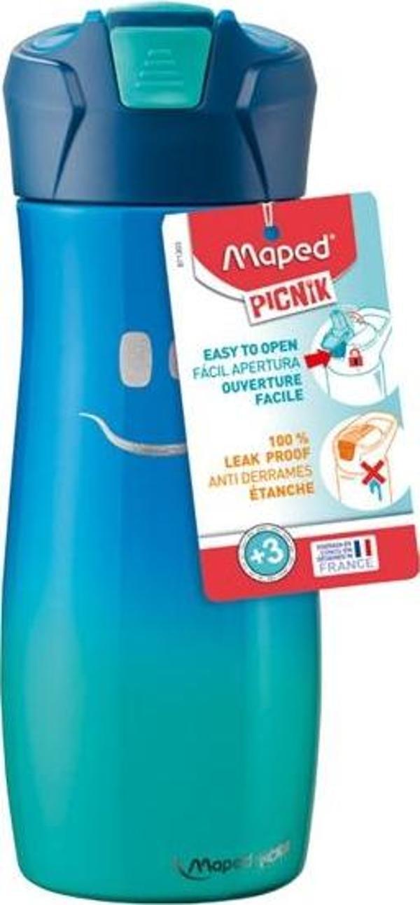 Maped Picnik 580Ml Çelik Matara Gülen Yüz Figürlü Mavi 3154148713036 - Image 1