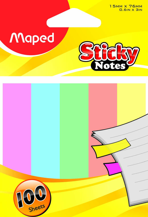 Maped Sticky Notes 15 X 76 Mm 100 Yaprak Yapışkanlı Ayraç (12 Li Paket) 3154147582107 - Image 1