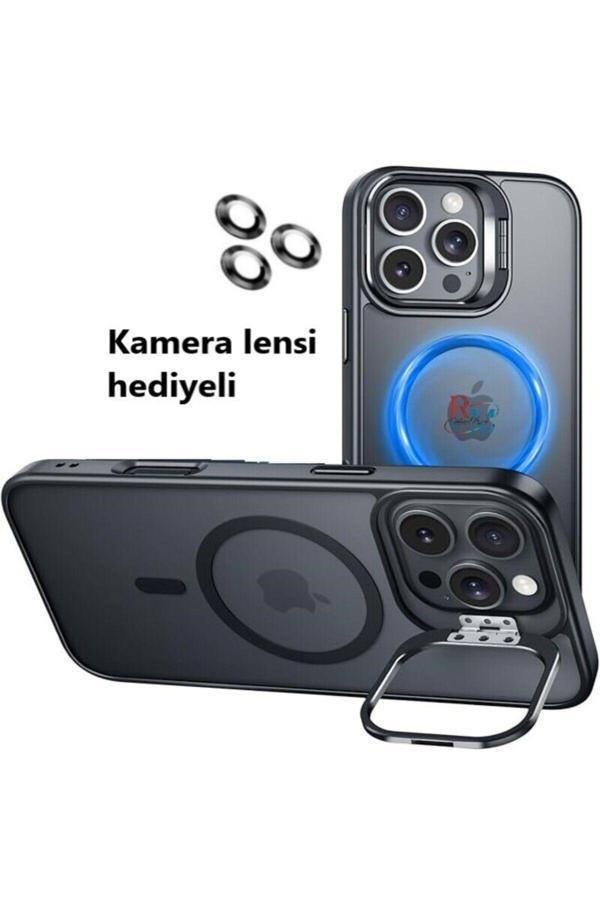 Redmud Teknoloji İphone 16 Pro Uyumlu Cloud Standlı Magsafe Uyumlu Entegre Kamera Standlı Silikon Telefon Kılıfı - Image 1