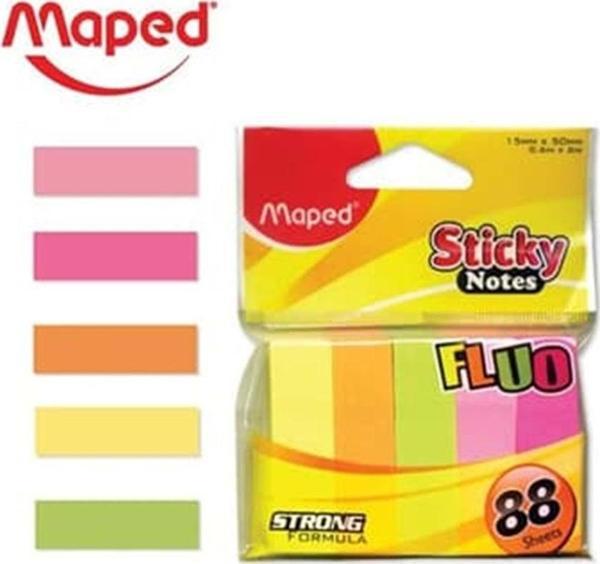 Maped Sticky Notes Yapışkanlı Ayraç 15 X 50 Mm Fosforlu 88 Etiket (14 Lü Paket) 6939789303207 - Image 1