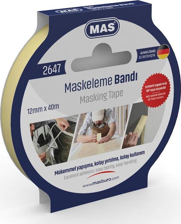 Mas Krepe Bandı Maskeleme Bantı 12 Mm X40 Metre 2647 - Image 1