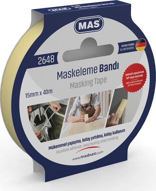 Mas Maskeleme Bantı - Krepe Bandı 15 Mm X 40 Metre 2648 (4 Lü Paket) - Image 1