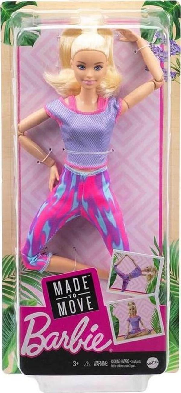 Mattel Oyuncak Barbie Sonsuz Hareket Bebeği Sarışın Desenli Taytlı Gxf04 - Image 1