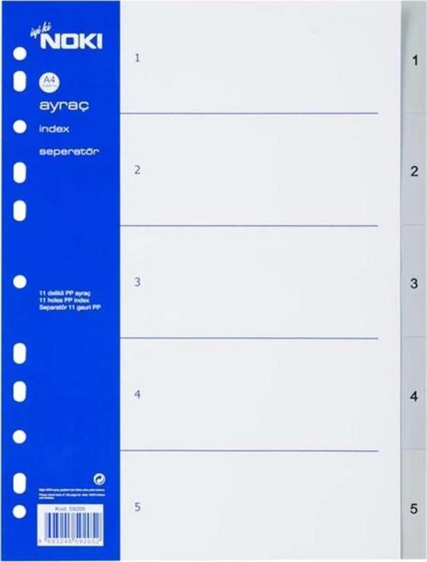 Noki A4 Seperatör 1-5 Rakamlı Plastik (10 Paket) 59205 - Image 1