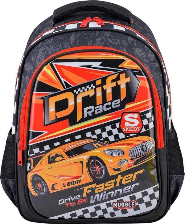 Muggle Okul Sırt Çantası Drift Car Siyah Mu-9475 - Image 1