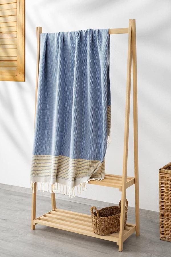 Denizli Concept Mavi Renkli Desenli Peştamal - Agora Çok Amaçlı Banyo & Plaj Peştamal - 100X180 Cm - Image 1