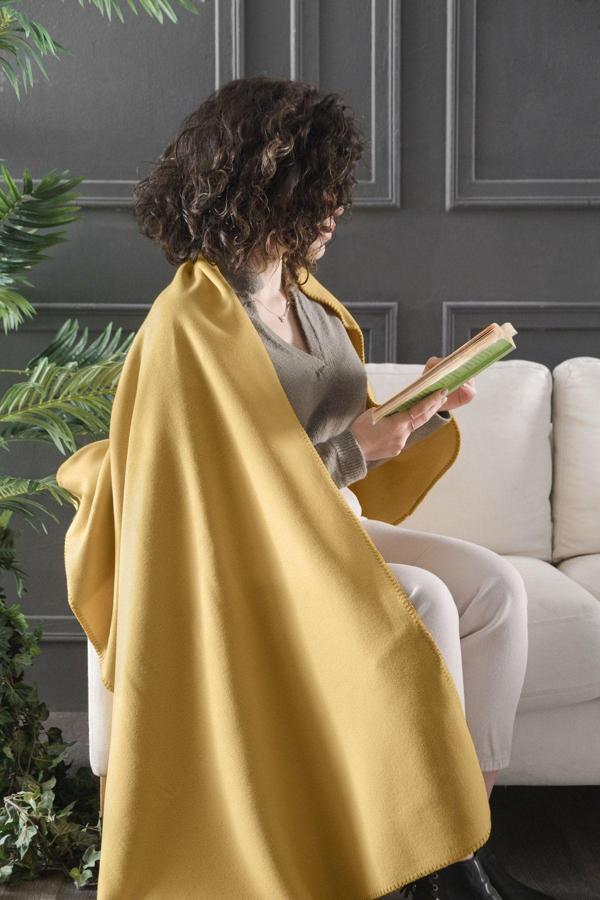 Denizli Concept Bloom Polar Omuz Şalı Hardal 70X170 Cm - Image 1