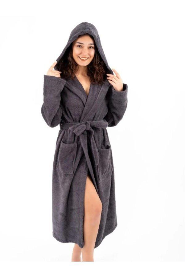 Embays Collection Kapüşonlu  Bornoz ,Bukle Bornoz, %100 Pamuklu ,Hamam Sauna Bornoz  Kadın / Erkek Unisex Bornoz - Image 1