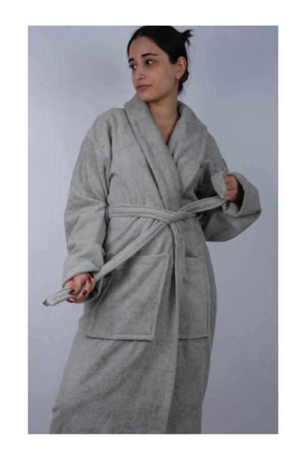 Embays Collection Şal Yaka Bornoz ,Bukle Bornoz, %100 Pamuklu Kadın / Erkek Unisex Bornoz - Image 1