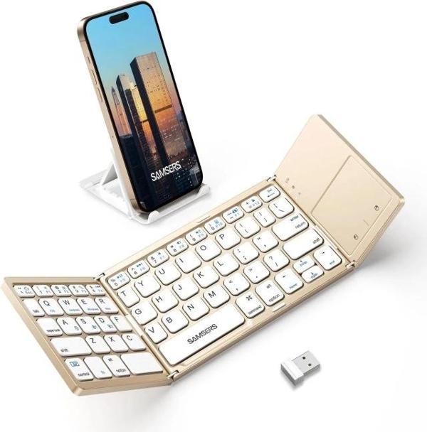 Samsers Touchpadli Katlanabilir Bluetooth Klavye Desert Gold - Image 1