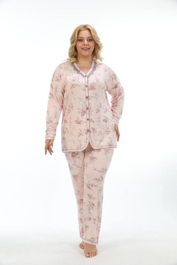 Etoile Bambu Büyük Beden Kadın Pijama Takımı Somon 3XL - Image 1