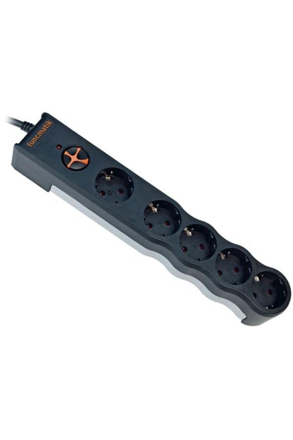 Tunçmatik Beşli Akım Korumalı Priz Siyah Powersurge Tsk6136 - Image 1