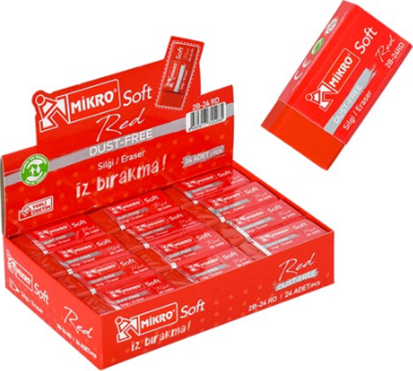 Mikro Silgi Soft Kırmızı 2B-24Rd (24 Lü Paket) - Image 1