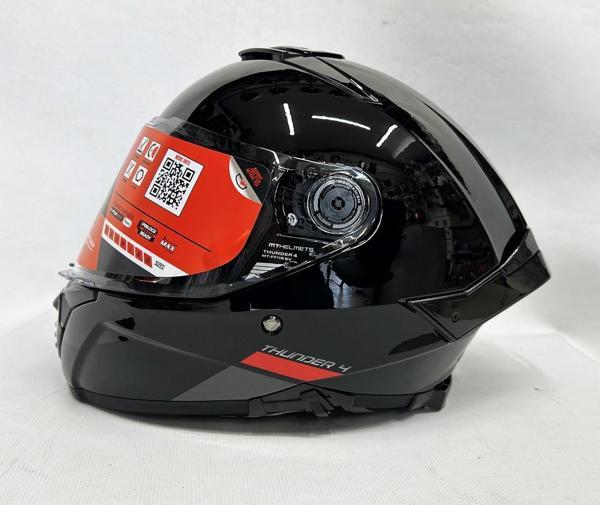 MT Thunder 4SV  A11 Şeffaf Vizörlü Kask Parlak Siyah - İç güneş Vizörlü - Image 1