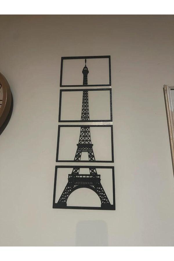 Print Wizzard Eyfel Kulesi 4 Parçalı Duvar Dekoru – Modern Paris Silueti - Image 1