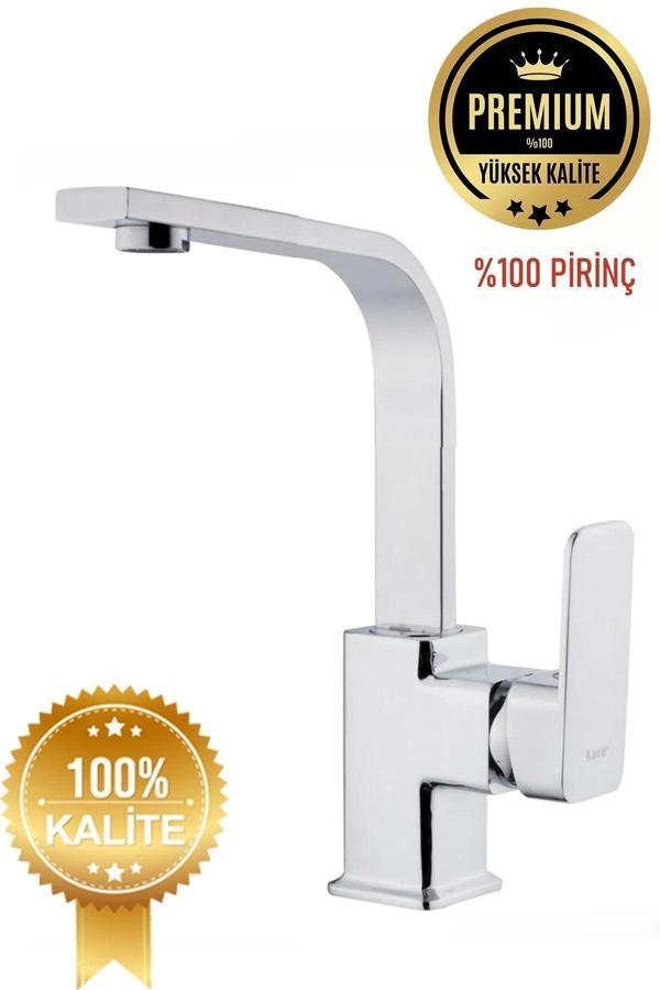 Kare Birinci Kalite Paslanmaz Pirinç Lavabo Bataryası - Image 1
