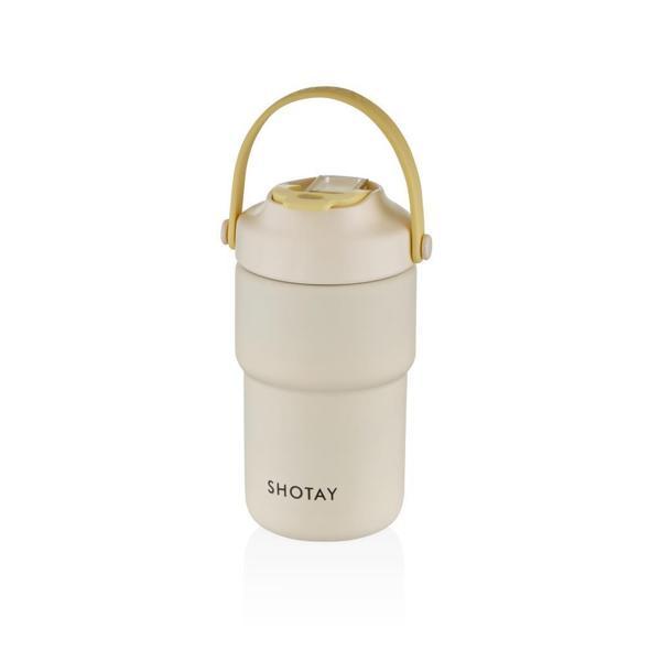 Shotay Askılı Mug Çelik Bardak 450Ml Krem - Image 1