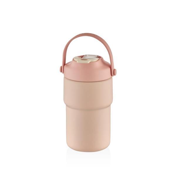 Shotay Askılı Mug Çelik Bardak 450Ml Pastel Pembe - Image 1