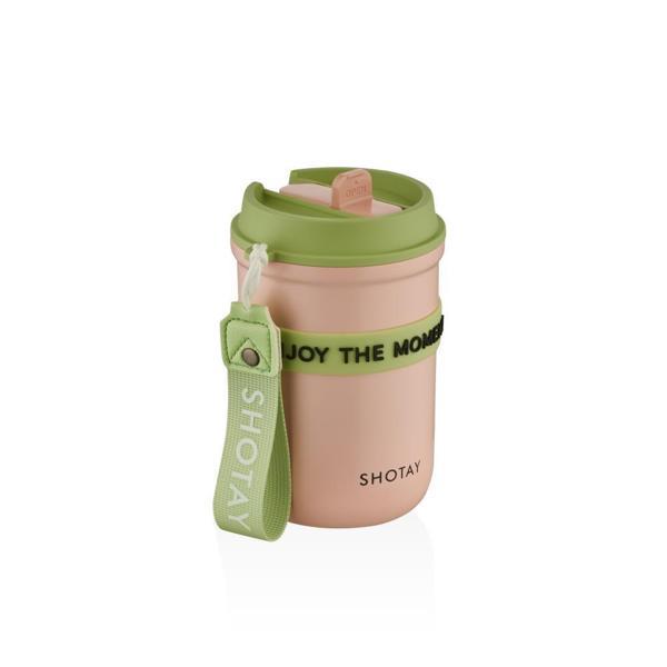 Shotay Strow Çelik Termos Mug 410Ml Pembe - Image 1