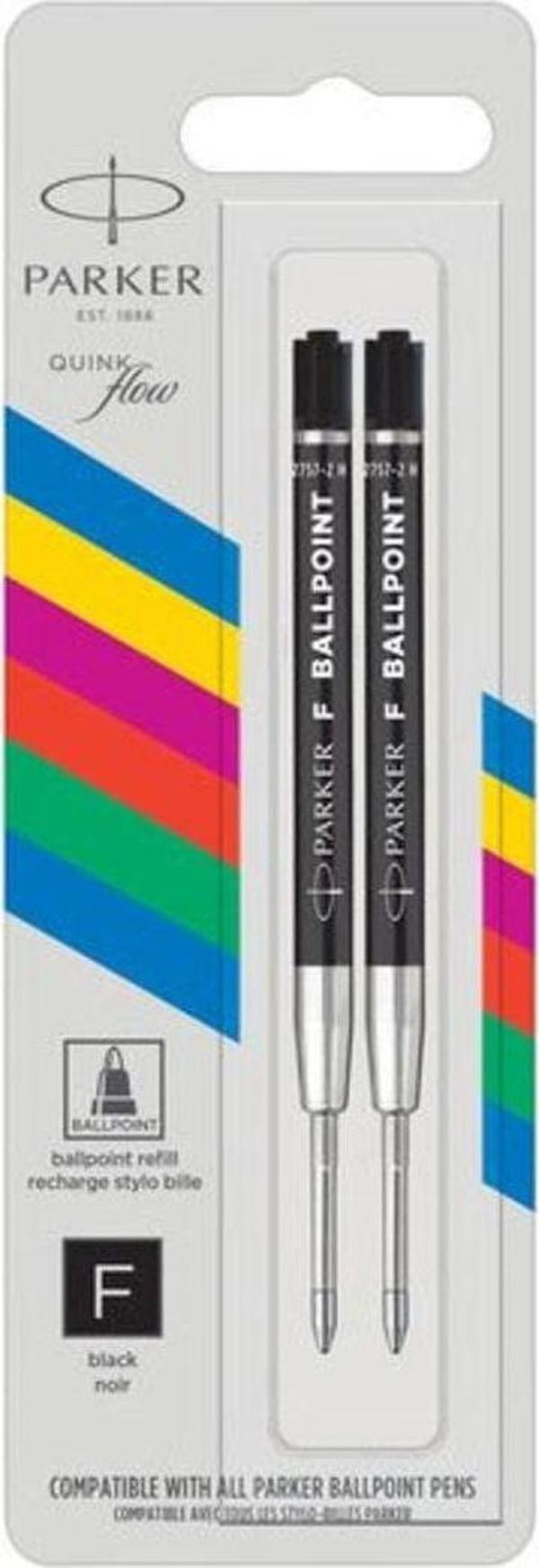 Parker Ekonomik Tükenmez Kalem Yedeği Refill F Uç Siyah Blister (2 Li Paket) P2166541 - Image 1