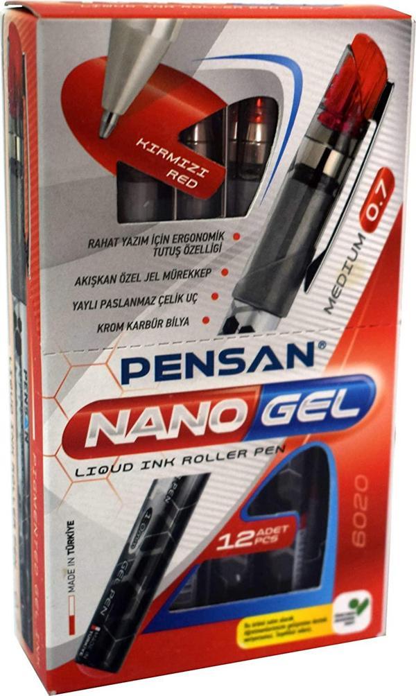 Pensan Roller Kalem Nano Jel 0,7 Mm Kırmızı (12 Li Paket) - Image 1