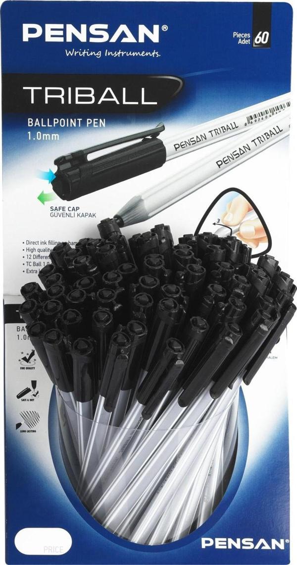 Pensan Tükenmez Kalem Triball 1.0 Mm Bilye Uç Siyah PE01003TKSIST (60 Lı Paket) - Image 1