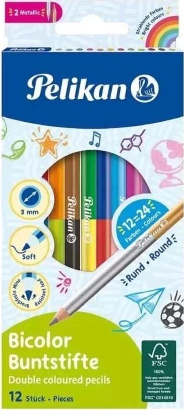 Pelikan Kuru Boya Kalemi Çift Uçlu 12 Li 24 Renk 700146 - Image 1