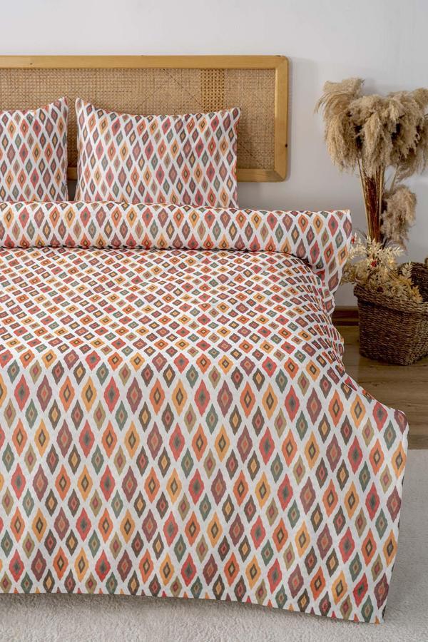 Etnik Kiremit Çift Kişilik Baskılı Pike 200 x 220 cm - Image 1